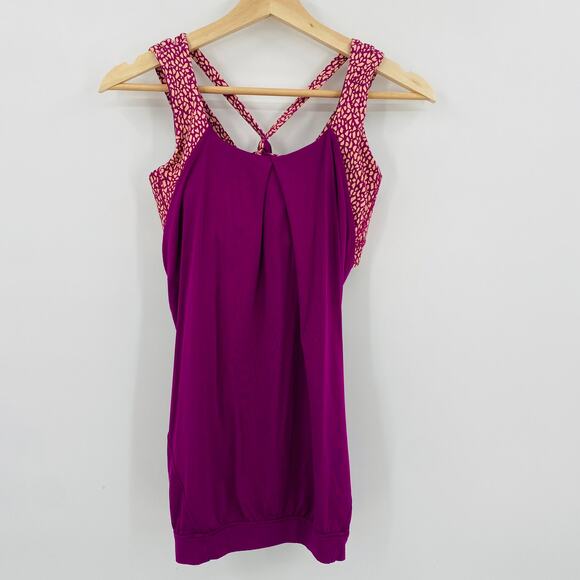 Lululemon 6 Built In bra Pink Purple Strappy Tank Top - Picture 5 of 6